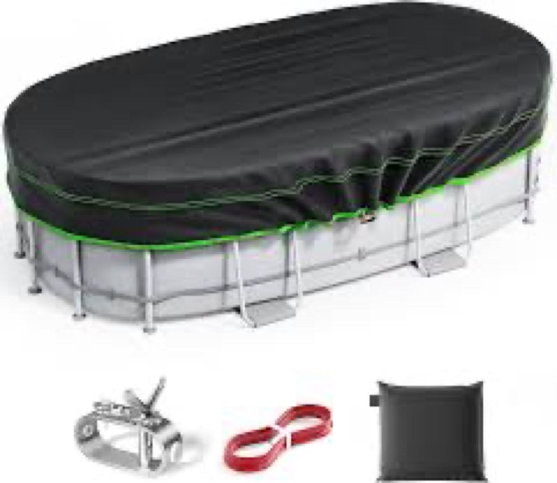 9x18 Ft Oval Pool Cover - Heavy Duty Solar Rectangular Pool Cover Protector, Waterproof & Tear-Resis