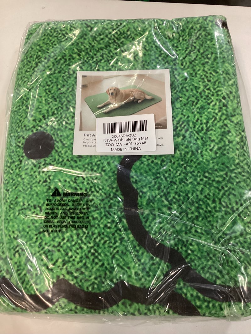 Condition photo showing item condition for Dog Door Mat for Muddy Paws, 36x48 Absorbent Low Pile Mud Rug, Non-Slip Washable Indoor Doormat for Dogs, Quick Dry Dirt Trapping Entryway Floor Mat for Inside, Green 48"L x 36"W Green A02