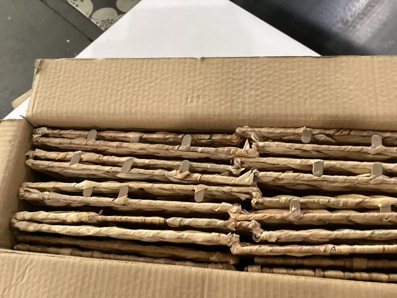 Condition photo showing New/Like New for Storage Baskets 4 Pcs Water Hyacinth Cube 11.2x11.2inch Storage Bins,Foldable Woven Baskets for Bathroom, Bedroom, Laundry, Pantry, Shelves