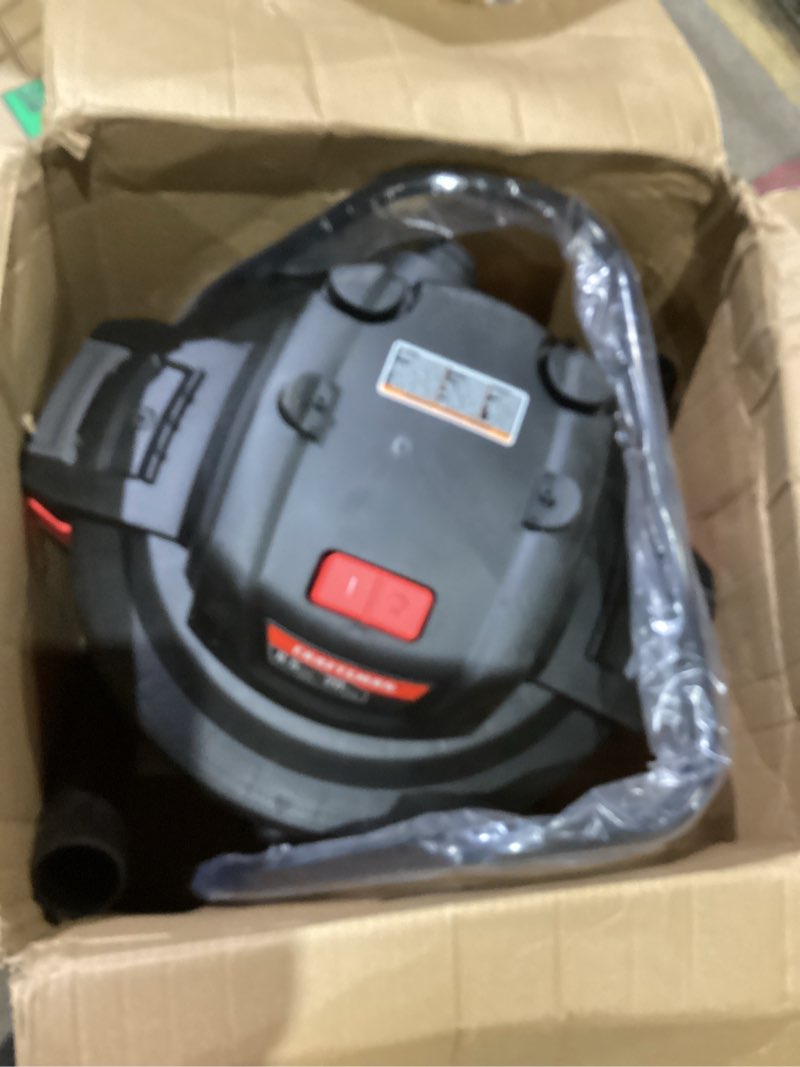 Condition photo showing As Is for CRAFTSMAN CMXEVBE17656 20 Gallon 6.5 Peak HP Wet Dry Vac with Cart, Heavy-Duty Shop Vacuum Wet and Dry with Fine Dust Filter, Dust Bag, Hose and Attachments for Shop, Garage, Jobsite Cleaning 20 Gallon 6.5 Peak HP w/Cart