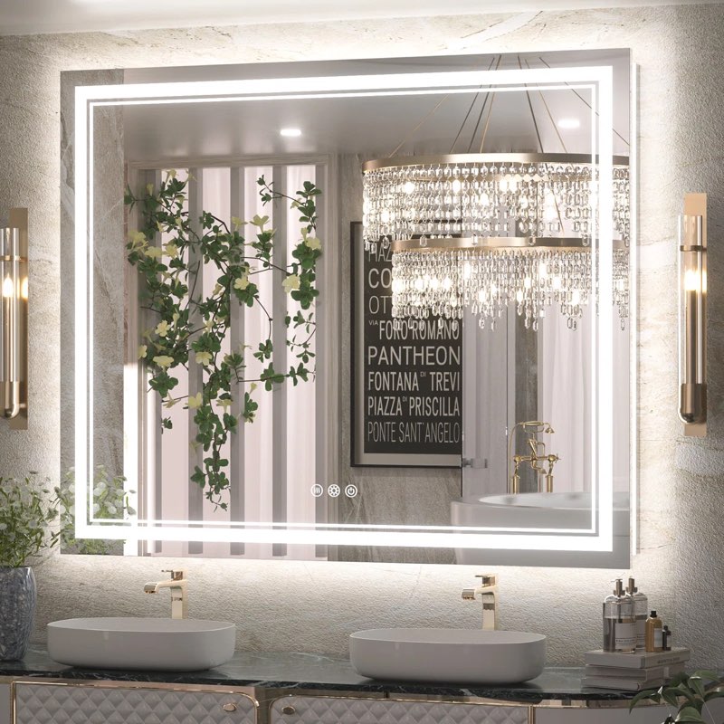 Chrisna LED Bathroom Mirror with fronlit and backlit 3 Colors 40x48inch 