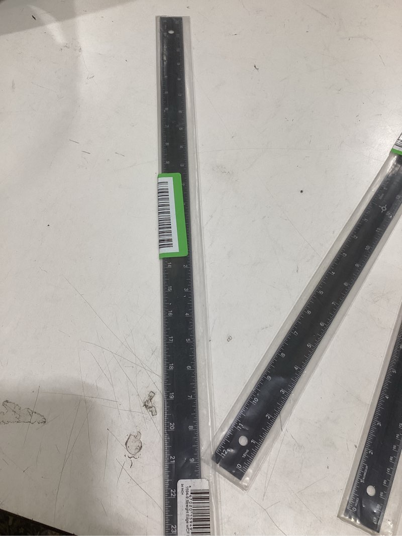 Condition photo showing New/Like New for alumicolor aluminum straight edge with center finding back, 24in, black