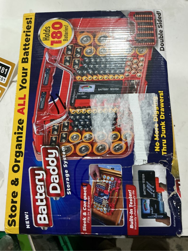Condition photo showing Good Condition for Ontel Battery Daddy Storage & Organizer Case w/Tester, Stores & Protects Up to 180 Batteries, Double-Sided, Clear Locking Lid, Secure Latches & Portable Carrying Handle - Red (Batteries Not Included) Red Original - 180 Batteries