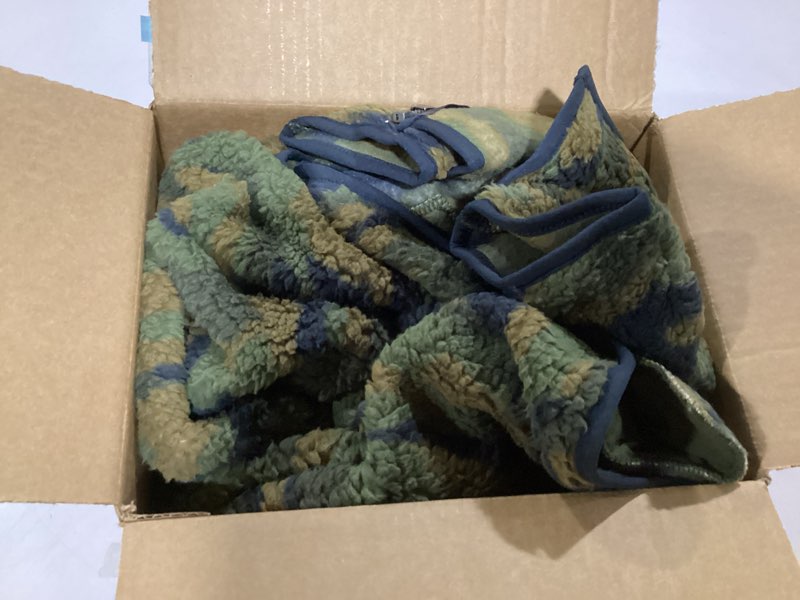 Condition photo showing As Is for The Children's Place boys Cozy Sherpa Full-zip Jacket XX-Large Duffle Green Camo