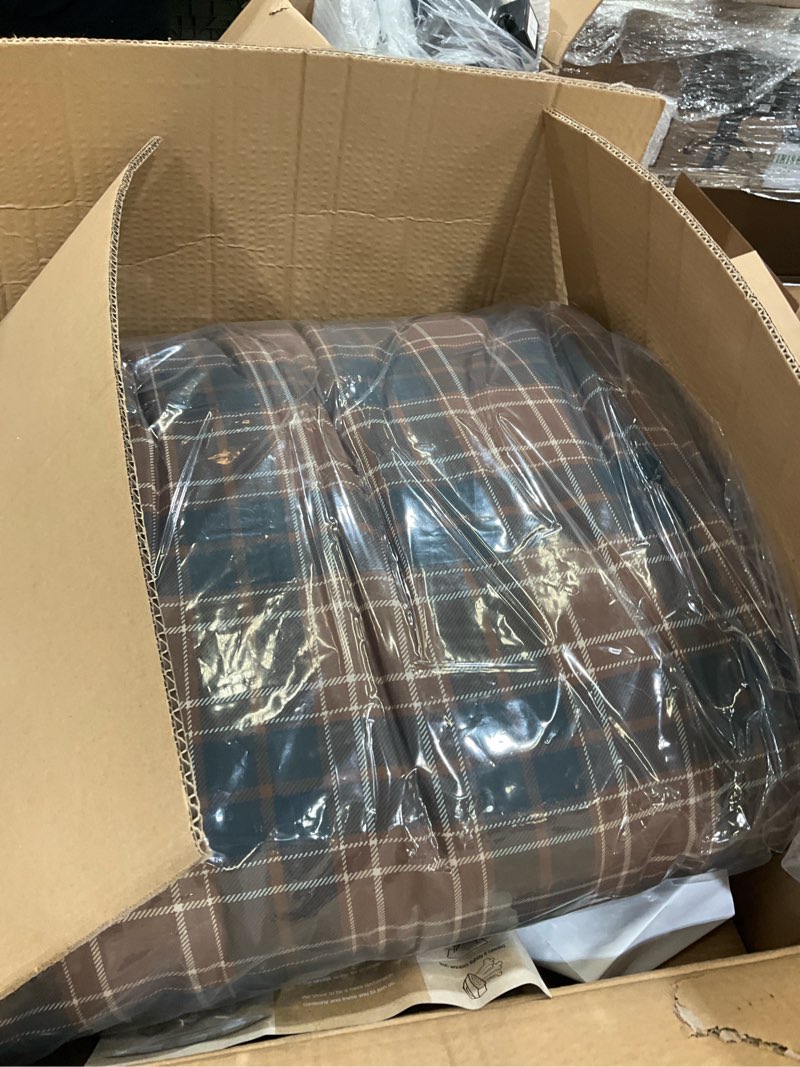 Condition photo showing New/Like New for eddie bauer - queen comforter set, soft & smooth printed bedding with solid reverse, 3 piece bed set with matching pillowcases (huntley plaid brown) queen brown