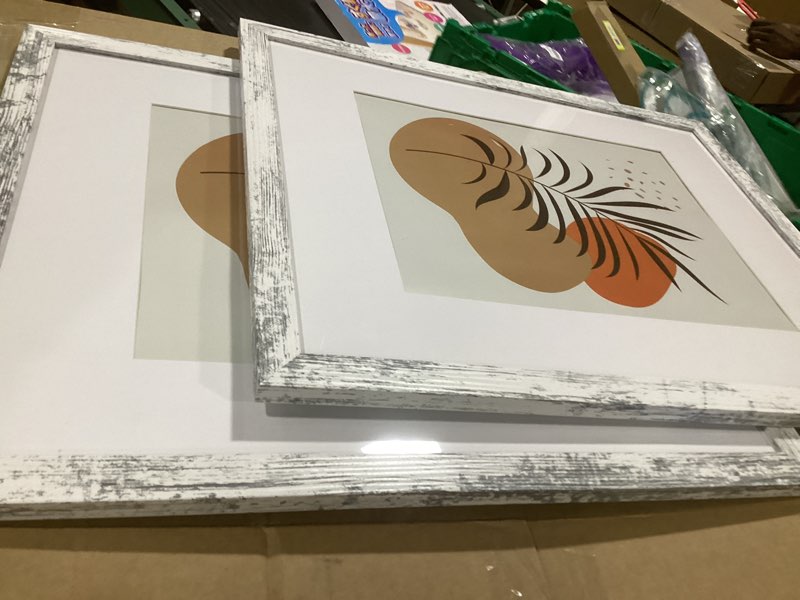 Condition photo showing Good Condition for irahmen 16x20 picture frame set of 2 with plexiglass, distressed white wood poster frame display pictures 11x14 with mat or 16 x 20 without mat for photo wall mounting rustic white 16x20