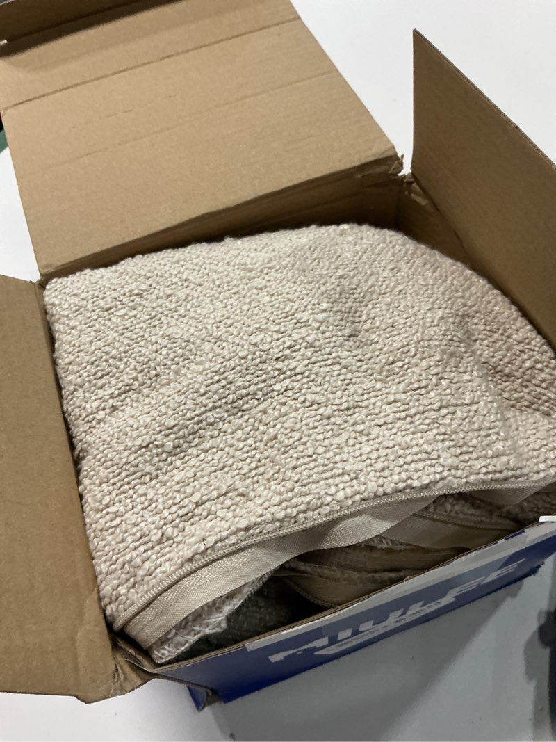 Condition photo showing Good Condition for MIULEE 24x24 Inch Decorative Euro Sham Pillow Covers for Couch Bed Set of 2 Textured Boucle Neutral Throw Pillow Covers Natural Beige Ivory Accent Solid Pillowcases Sofa Living Room Home Decor 24" x 24" (Pack of 2) Beige