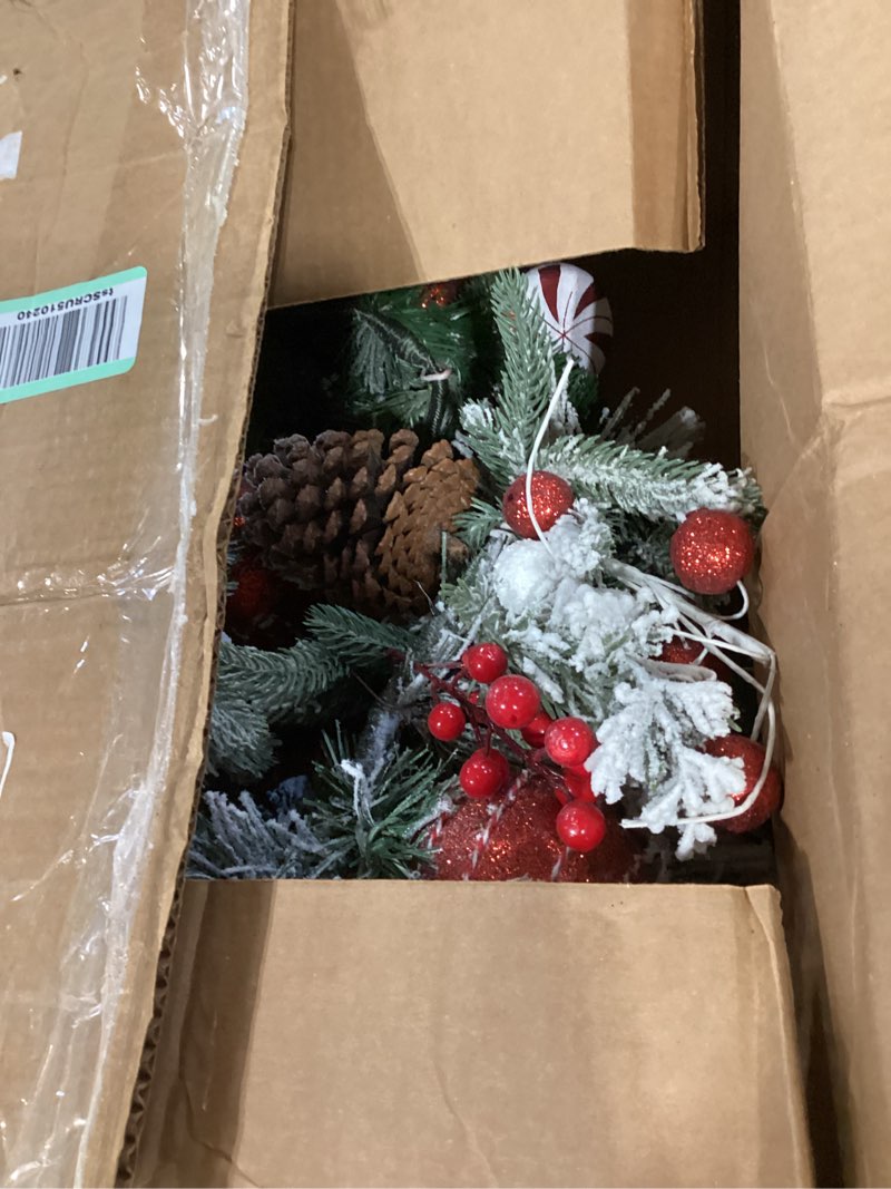 WBHome Pre-lit 6 Feet/72 Inch Christmas Garland, Sweet Red & White Lighted Garland with 50 LED Light