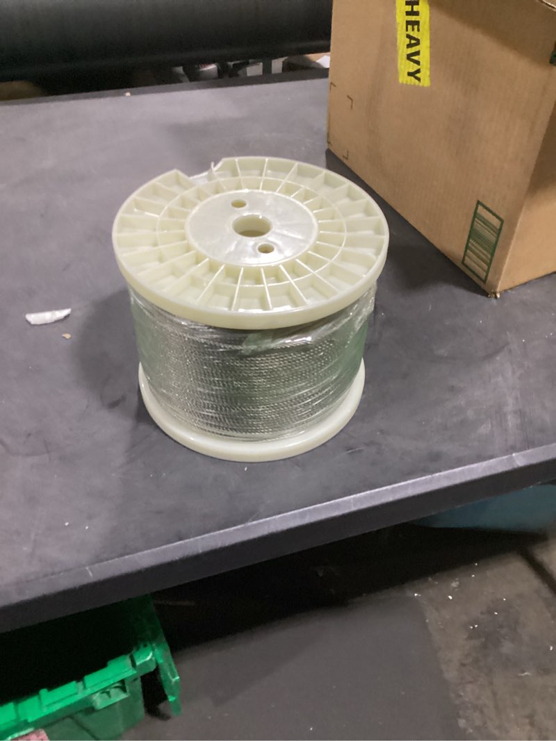 Condition photo showing New/Like New for agtek wire rope 1/8 inch stainless steel aircraft cable for decking railings, 250 ft, 7x7 strands construction 250 ft 1/8"