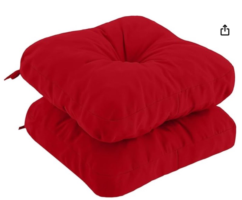 PRIMEPATIO Outdoor Chair Cushions, Outdoor Seat Cushions for Patio Furniture Waterproof with Ties, Red