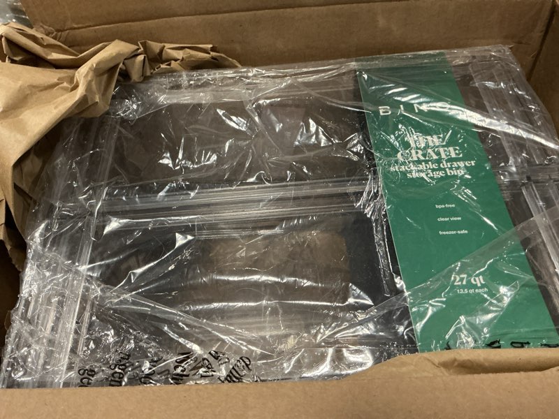 Condition photo showing Good Condition for BINO | Stackable Storage Drawers, Large - 2 Pack, Clear | THE CRATE COLLECTION | Storage Bins With Drawers | Bathroom Organizers | Under Sink Organizer | Vanity Cabinet Home Organization Large 2-Pack