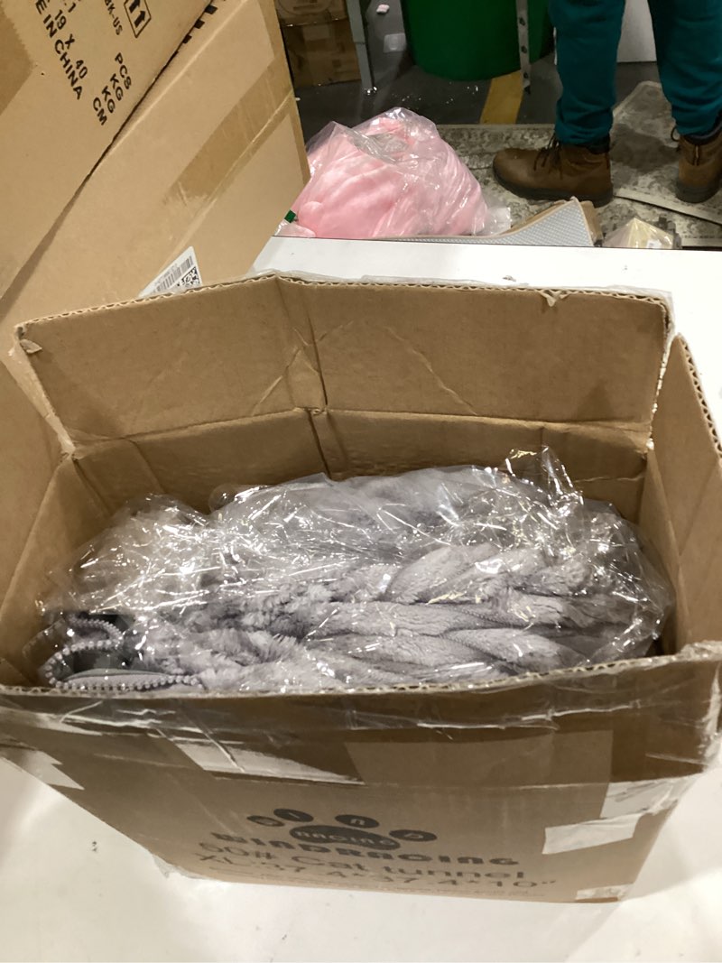 Condition photo showing New/Like New for Large Cat Tunnel Bed for Indoor Cats,Cat Donut Tunnel Toy with Washable Circle Cushion,Blackout Tent, Multifunctional Playground Toys Hideplace for Kitty, Kitten, Rabbit,Ferret 37.5"L x 37.5"W x 10"H Grey