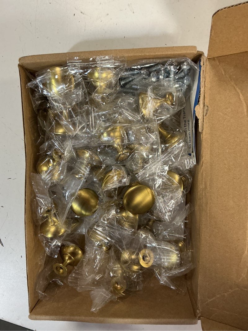 Condition photo showing Good Condition for ravinte gold cabinet knobs, zinc knobs drawer pulls, 30 pack | round knob shape, smooth pull grip, kitchen cabinet update, for dressers, drawers, cabinet doors, furniture hardware projects brushed brass 30