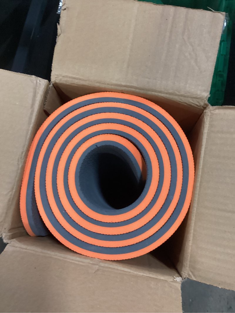 Condition photo showing Good Condition for Hatha Yoga Extra Thick TPE Yoga Mat - 72"x 32" Thickness 1/2 Inch -Eco Friendly SGS Certified - With High Density Anti-Tear Exercise Bolster For Home Gym Travel & Floor Outside Orange/Gray