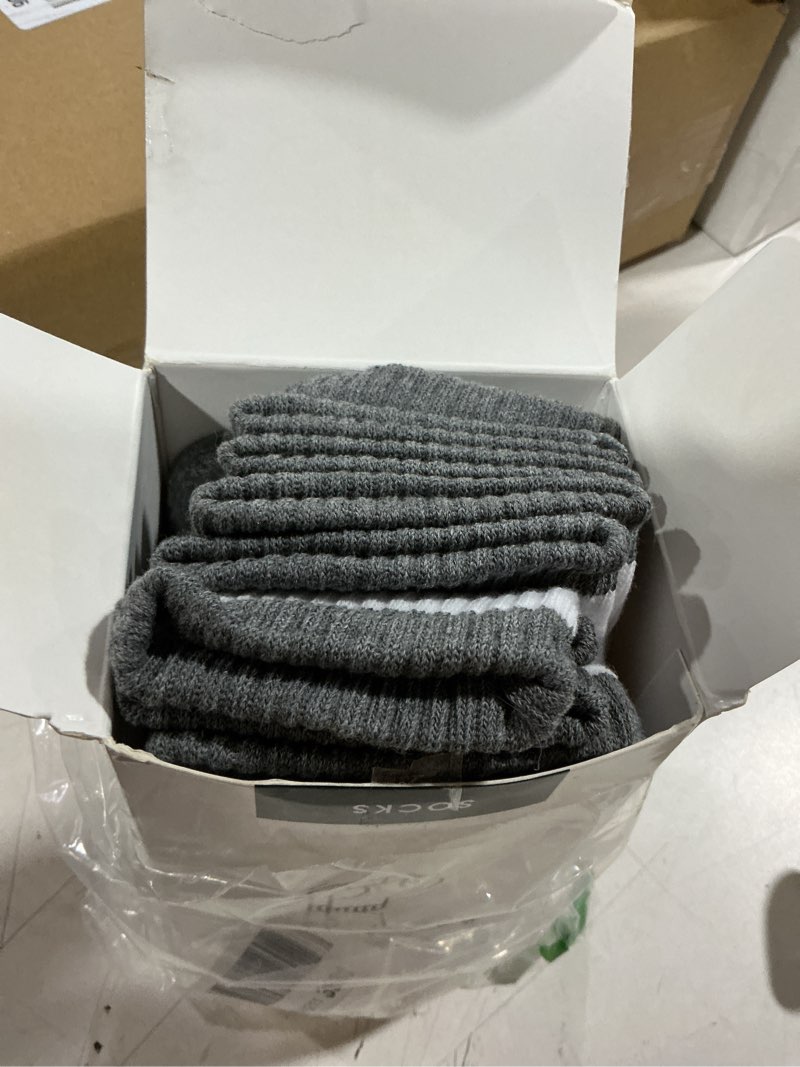 Condition photo showing Good Condition for monxiery mens cotton cushioned crew socks, moisture wicking breathable athletic performance boot work socks large-x-large 5 pairs white