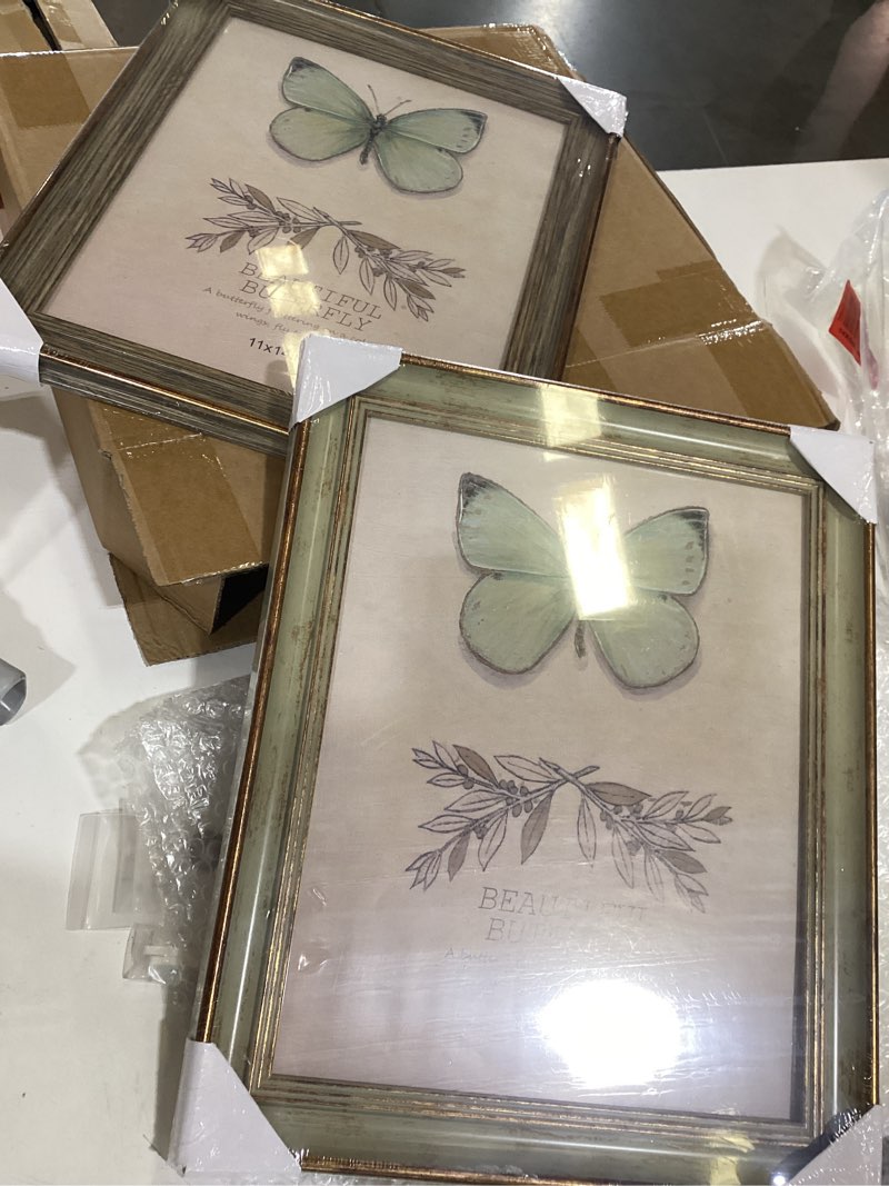 Condition photo showing Good Condition for 11x14 picture frame set of  2 rustic retro photo frame with real glass for tabletop display or wall mount mix color 11x14