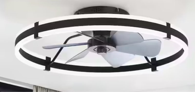 24 in. black indoor flush mount 3-color dimmable led 6-speed ceiling fan with lights and remote control included