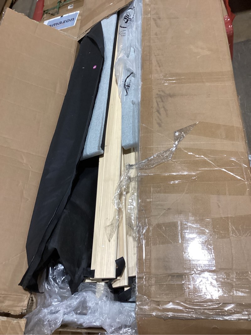 Condition photo showing As Is for Full Size Platform Bed Frame with Upholstered Button Tufted Headboard, Mattress Foundation with Wooden Slat Support, Noise Free, No Box Spring Needed, Easy Assembly, Light Grey Light Grey Full