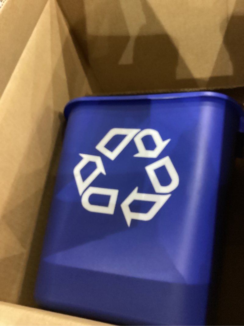 Condition photo showing Good Condition for Small Deskside Recycling Container  Rectangular  Plastic  13.625Qt  Bl