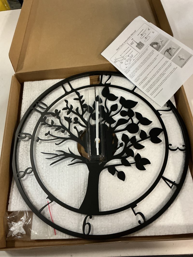 Condition photo showing New/Like New for 16inch/40cm Tree of Life Large Wall Clocks for Living Room Decor,Bedroom,Battery Operated,Metal,Decorative Analog,Silent,Non Ticking Big Wall Clock(Tree of Life, 16 inches) Tree of Life 16 inches
