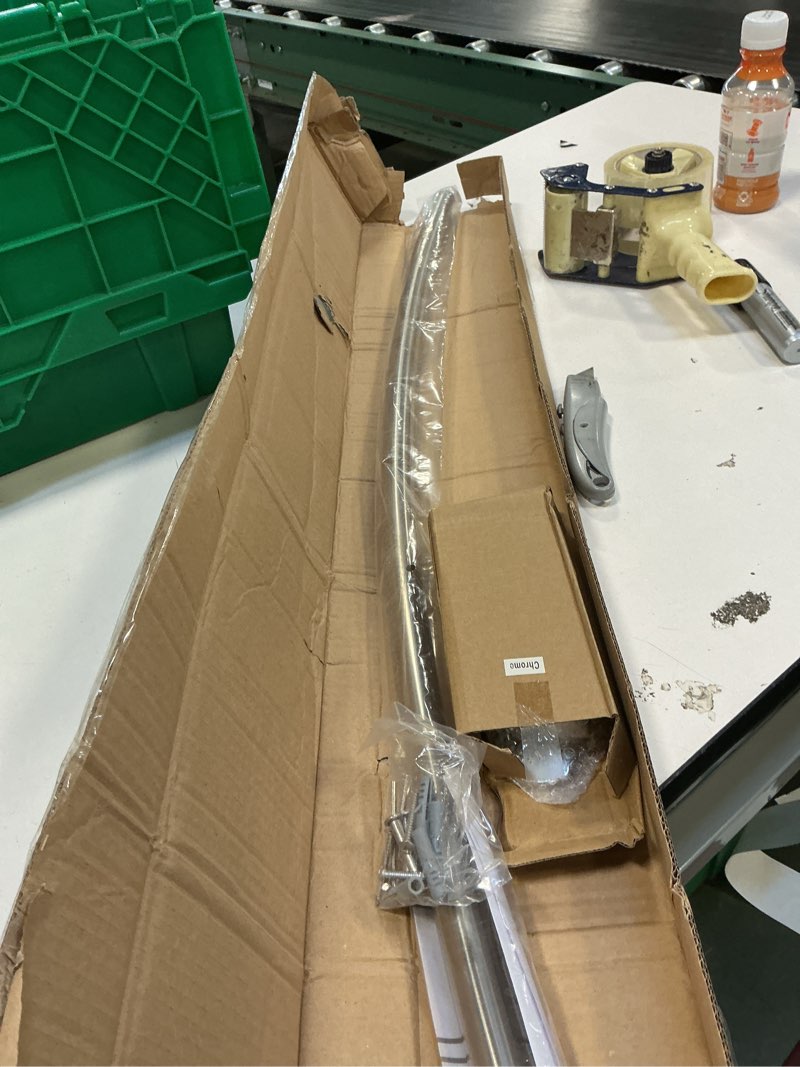 Condition photo showing New/Like New for Curved Shower Curtain Rod, Adjustable 40-72 inches Extra Wide Curved Shower Rods for Bathroom, Rust proof Shower Rod, Premium Stainless Steel Curved Curtain Rod for Shower, Bathtub, Silver Silver 40-72 inches