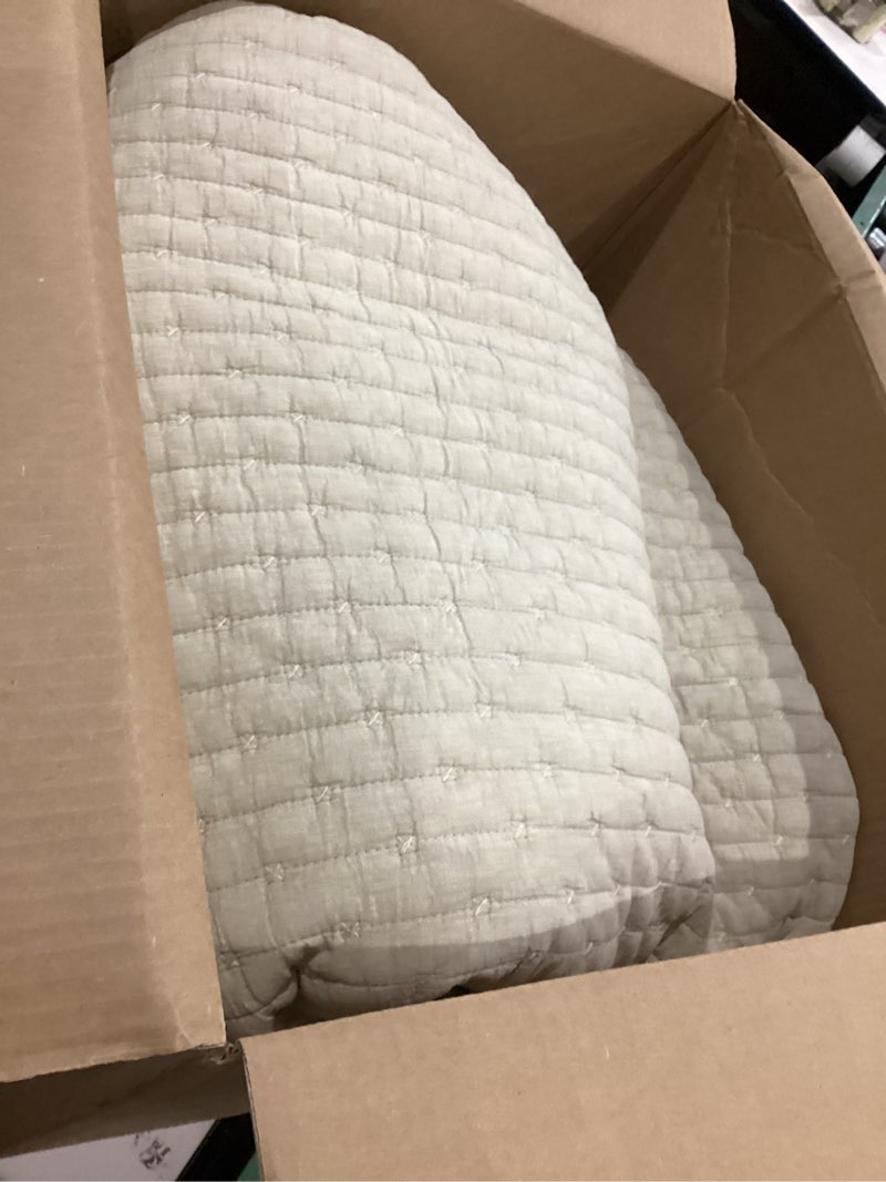 evergrace cross stitch pre-washed cotton quilt bedding set queen size, oversized 3 pieces lightweight bedspread coverlet for all season, with 2 matching shams, flax beige, 92"x96"