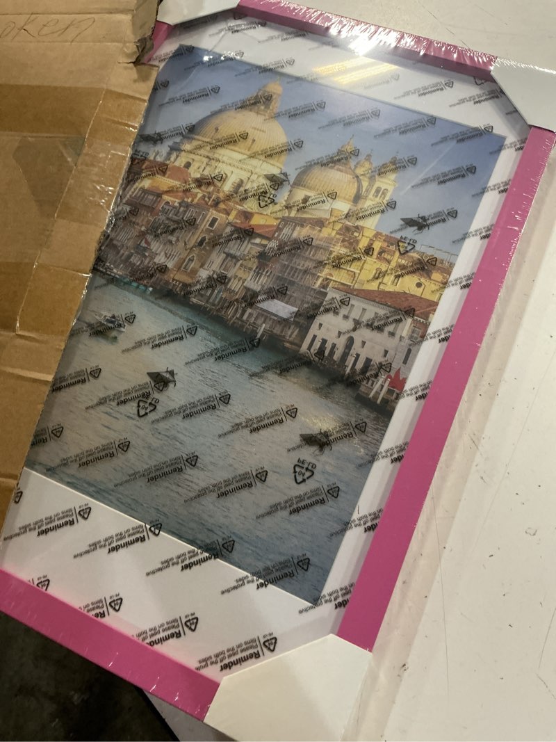 Condition photo showing Good Condition for wyooxoo 12x18 picture frame pink solid wood photo frames display pictures 10x14 with mat or 12x18 without mat colorful frame for tabletop display or wall pink 12" x 18" ( 1 pack )
