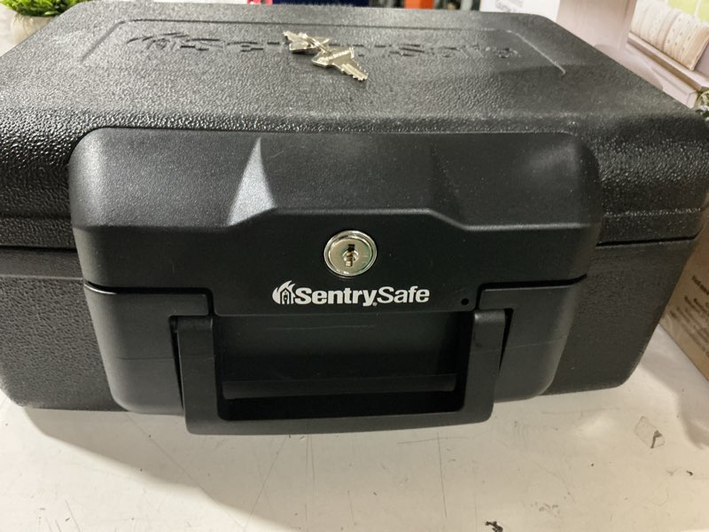 Condition photo showing Good Condition for sentrysafe small fire safe security chest with key lock, black, 5-l