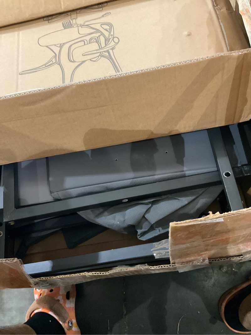 Condition photo showing As Is for hldirect 47 inch computer desk with 8 storage drawers, gaming desk with led lights & usb power outlets, home office table with monitor stand, study writing work table for bedroom, grey