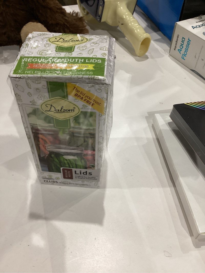 Condition photo showing Good Condition for Dalzom® 72Pcs Canning Lids Regular Mouth, Premium Mason Jar Lids for Ball, Kerr Jars - Food Grade Material, 100% Fit & Airtight for Regular Mouth Mason Jars 72Lids for Regular Mouth Jar