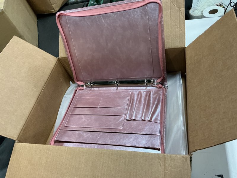 Condition photo showing New/Like New for Rose Gold Padfolio,Vegan Leather Portfolio for Women,3-Ring Binder with Zipper, A4 Planner Binder with Laptop Pocket,Legal Size Portfolio,WorkBinder Organizer for Women and Girls