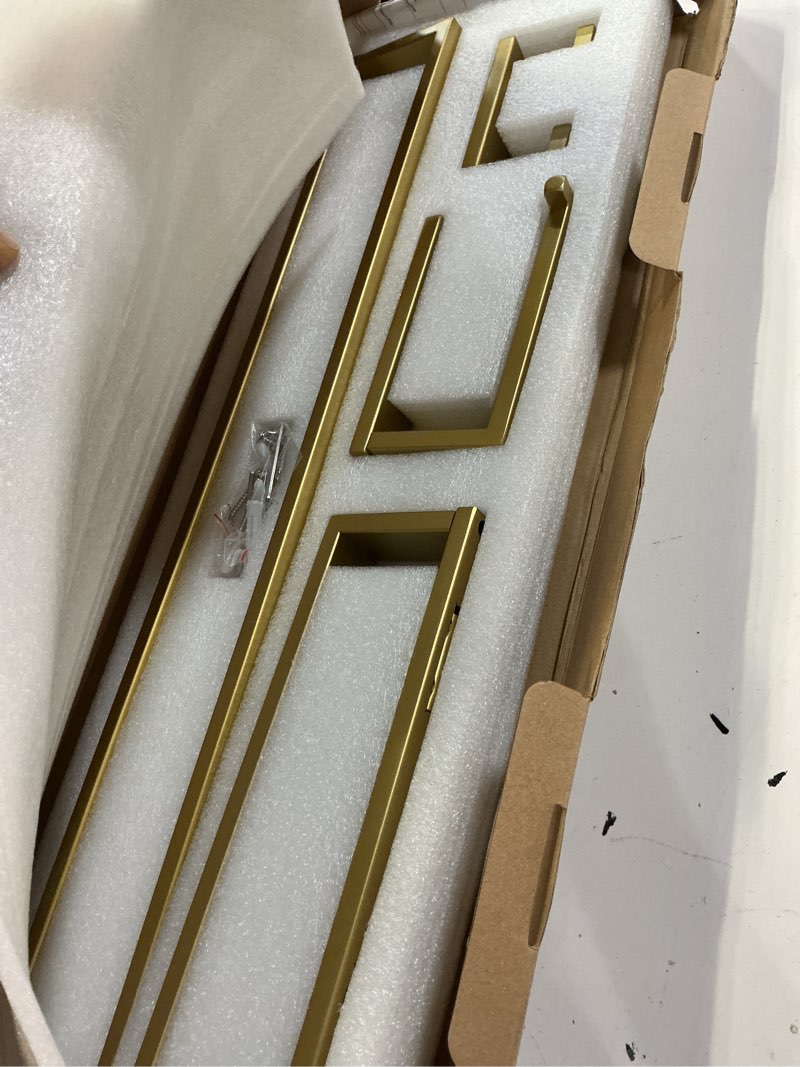 Condition photo showing New/Like New for tnoms 4-piece modern gold bathroom hardware accessories set - towel bar & holder, stainless steel, wall mounted, 23.6 inch