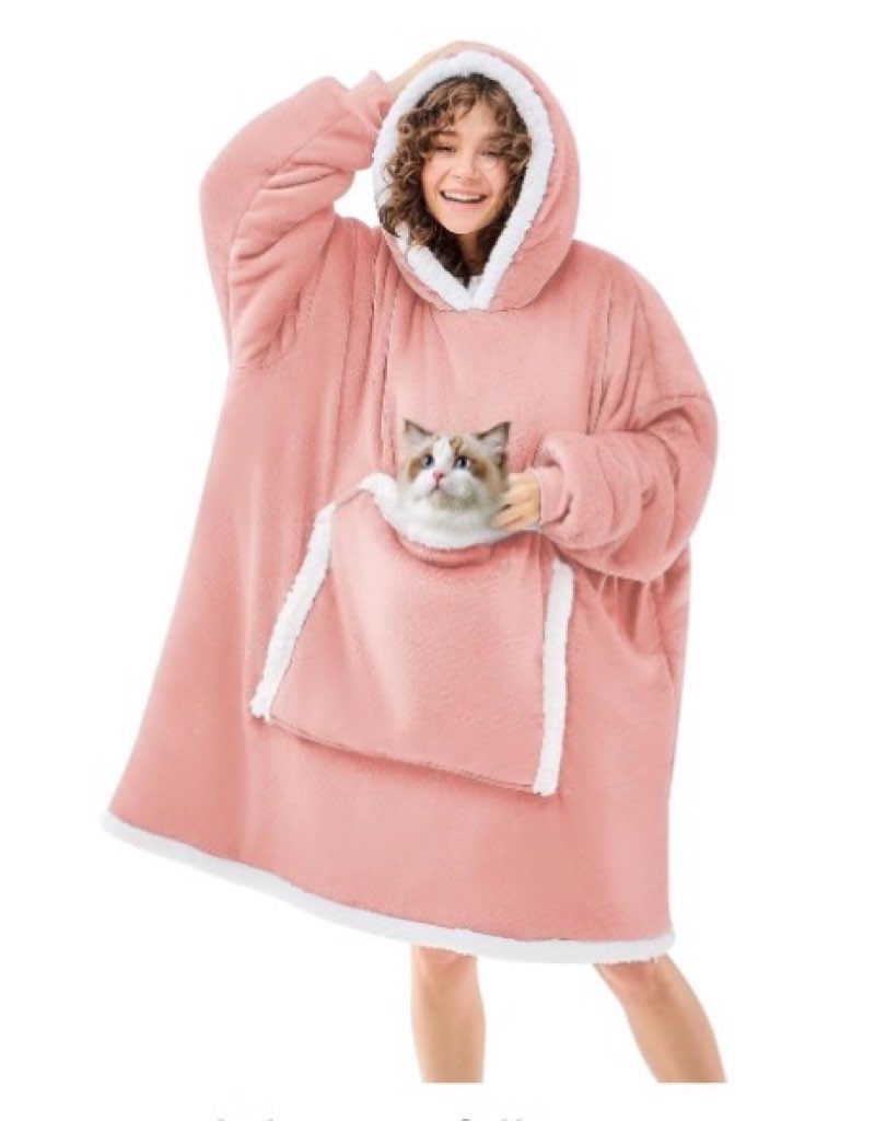 JOYWOO Beige Wearable Blanket Hoodie,Oversized Cat Lovers Sweatshirt Blanket for Adult & Teens,Birthday Gifts for Women Men Mom Girl Boys,Cozy Sherpa Blanket Giant Pocket Gifts,Beige XL
