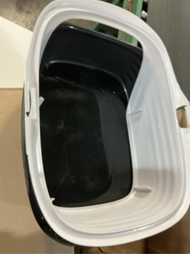 Condition photo showing Good Condition for arm & hammer rimmed cat litter box with high sides and microban, made in usa pearl white/ dark gray standard