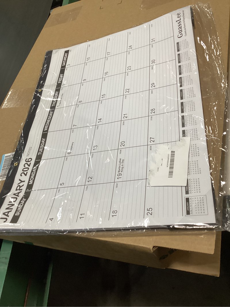 Condition photo showing Good Condition for GuassLee Large Desk Calendar 2026, 3 Packs, 18 Months from Jan. 2026 to Jun. 2027, 22" x 17" Desk/Wall Calendar Hanging Planner with Julian Date, Notes, Corner Protectors for School Home Office Jan 3 pack 22"x17"