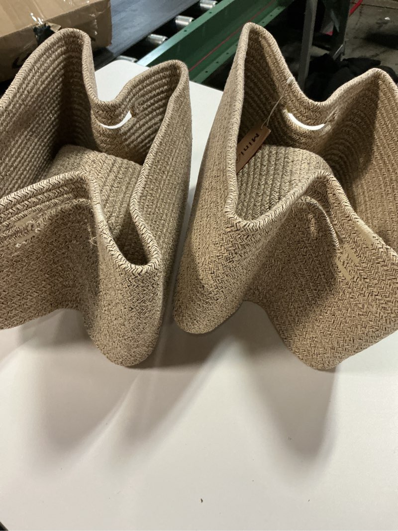 Condition photo showing Good Condition for Large Storage Baskets for Shelves, Closet Organizers Bins for Clothes Blanket Towels, Baby Nursery, Toy Baskets Box, Woven Rope Baskets, 17 x 13 x 7.5”, 2 Packs Mixed Brown 2pcs-L17×W13×H7.5" Natural