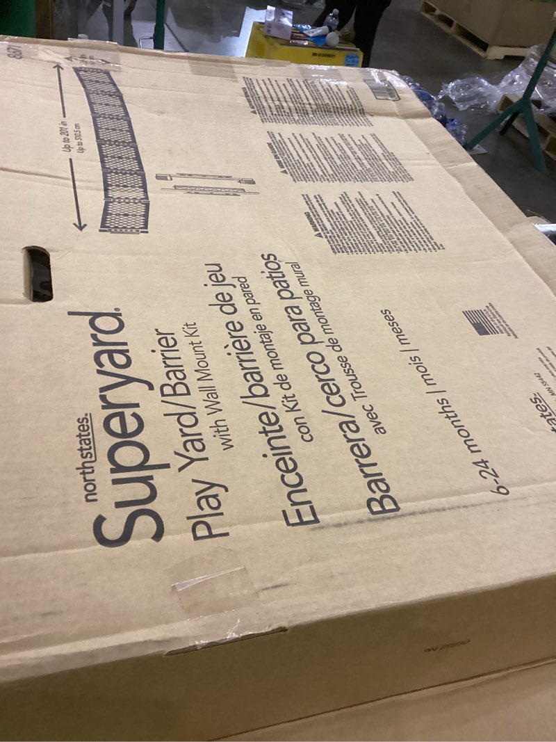 Condition photo showing Good Condition for Toddleroo by North States - Superyard Duo Extra Wide Baby Gate & Play Yard: 6 Panel Baby Playpen - Included Wall Mount Kit - Made in USA - 38.5 to 201 Inches Wide - 26 Inches Tall - Light Gray 6-Panel Barrier Light Gray