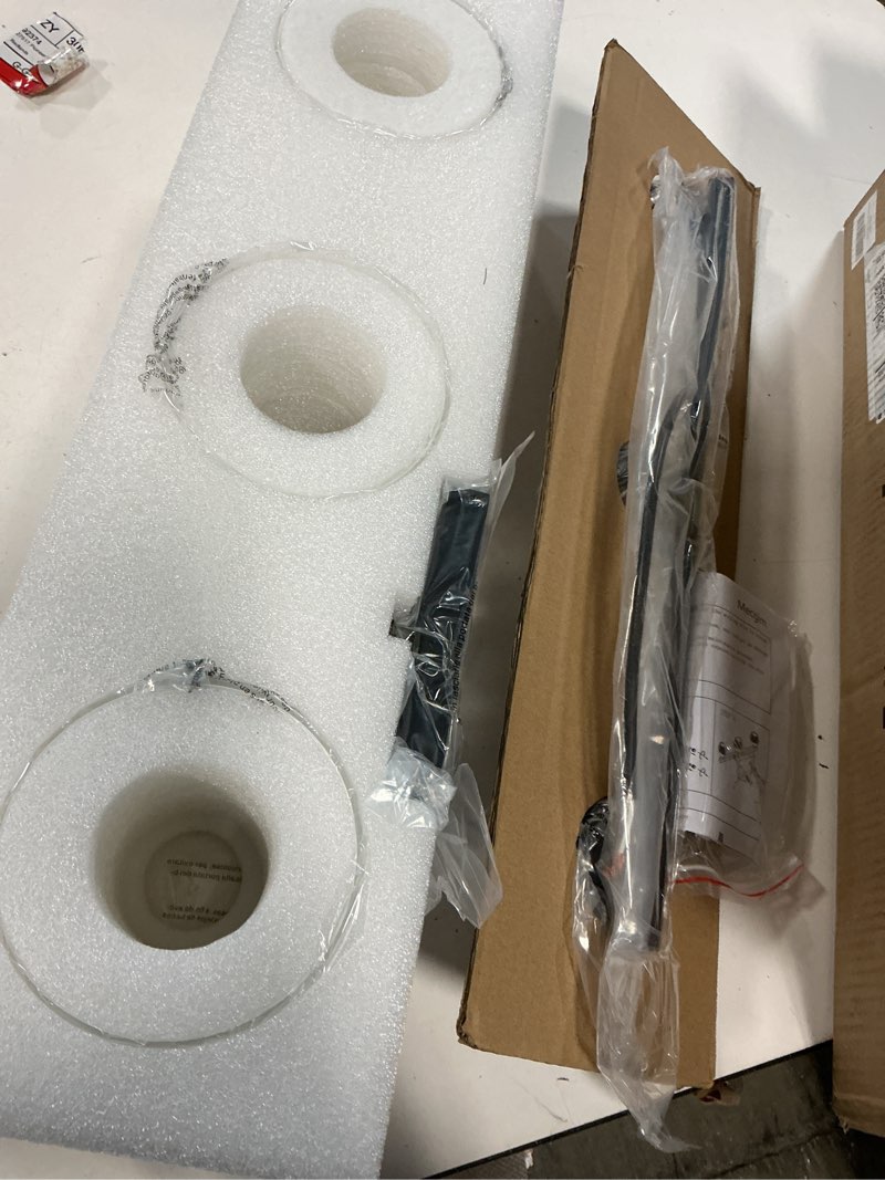 Condition photo showing Good Condition for Milk Glass Vanity Lights for Bathroom, 3 Light Matte Black Bathroom Light Fixtures Over Mirror, Ceramic E26 Sockets Wall Mounted Matte Black 3 Light