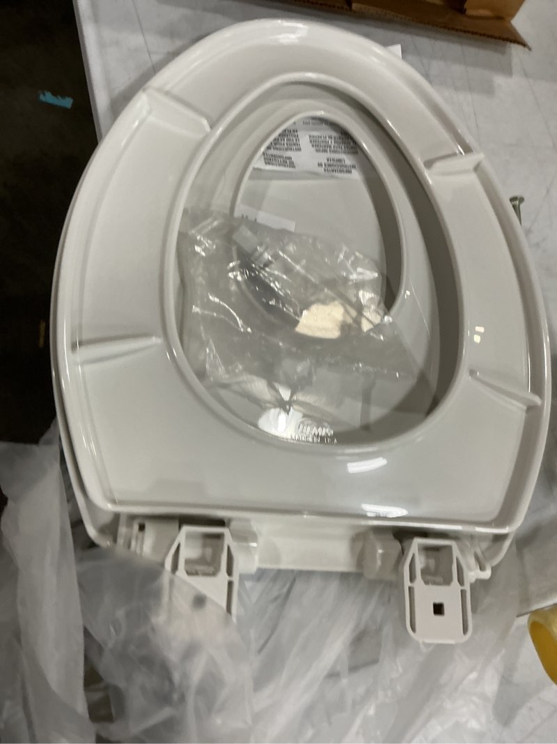 Condition photo showing New/Like New for little2big toilet seat with built-in toddler potty training seat, slow close, easy to install, made in usa, elongated, white