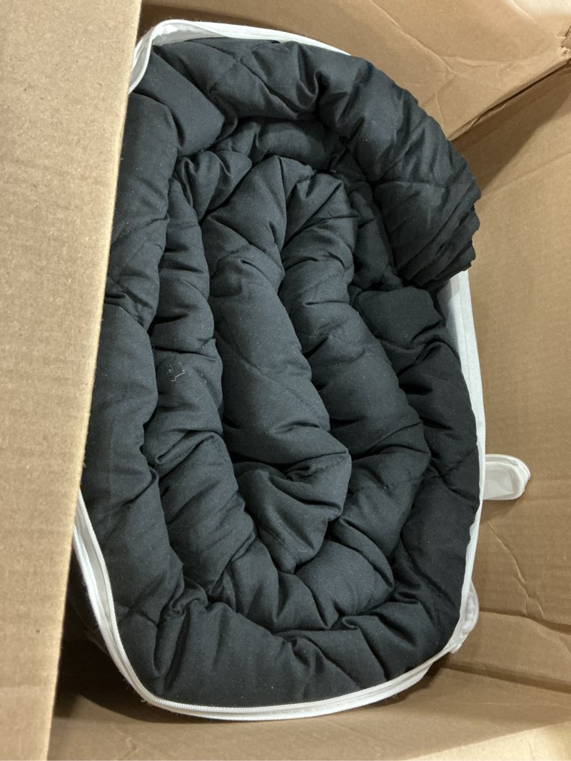 Condition photo showing As Is for HomeSmart Queen Size Weighted Blanket, 20lbs, Black, 92"x88", Premium Ultra Soft Fabric, Heavy Weighted Blanket for Adults Black Queen | 20lbs
