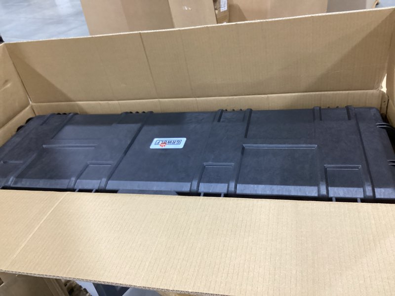 Condition photo showing New/Like New for 43” hard rifle case equipped with reconfigurable & reusable xp crosslinked foam insert hunting season rifle case, waterproof, shockproof meets tsa requirements