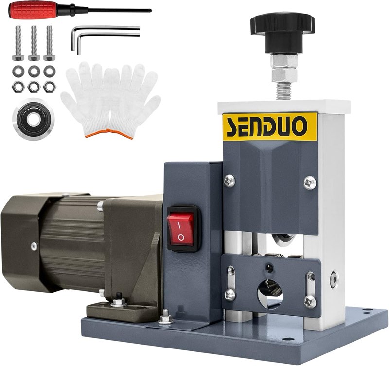 automatic wire stripping machine, 25w 0.1cm - 2cm electric wire stripping machine with free replacement blades, portable cable stripper for scrap copper wire cable recycling