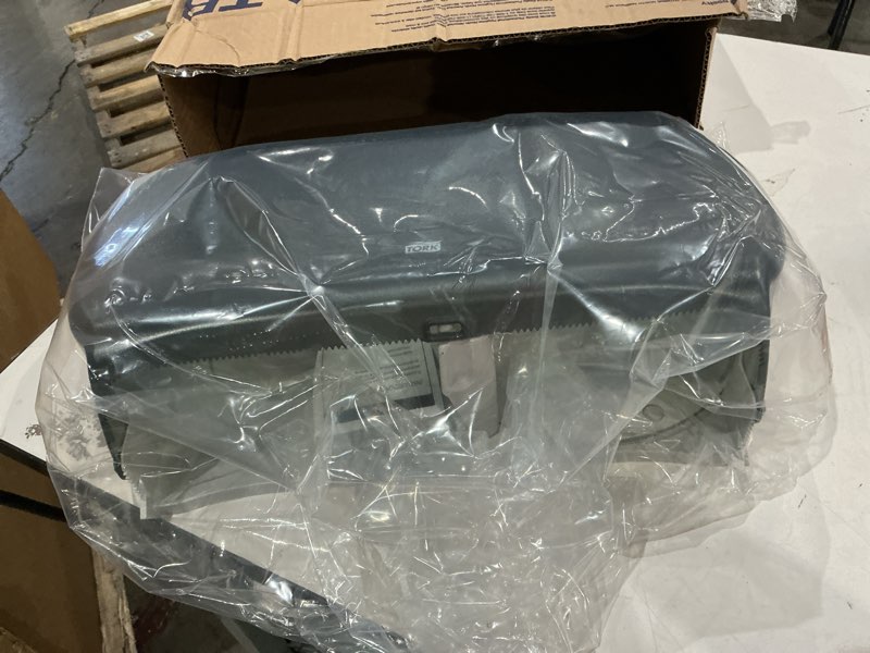 Condition photo showing Good Condition for tork twin jumbo toilet paper roll dispenser smoke t22, refill indicator window, 56tr twin tissue roll