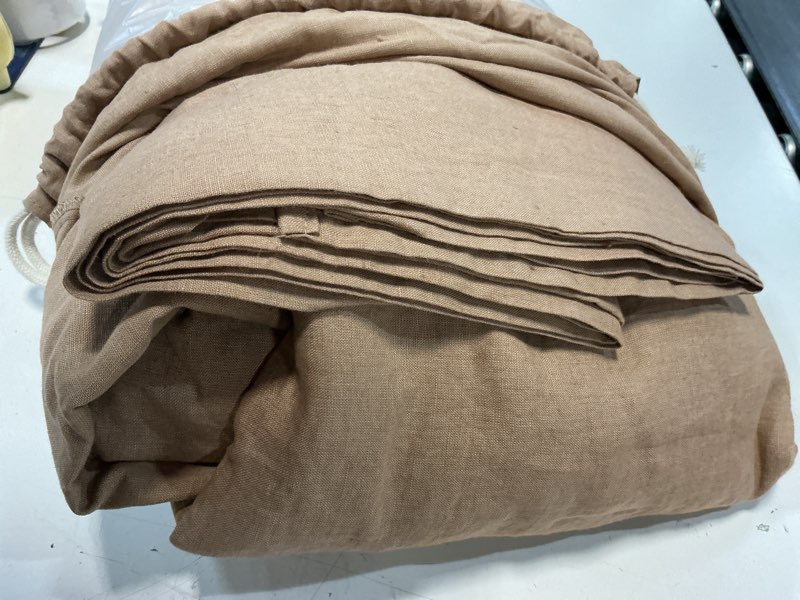 Condition photo showing Good Condition for european linen sheet set, queen, latte