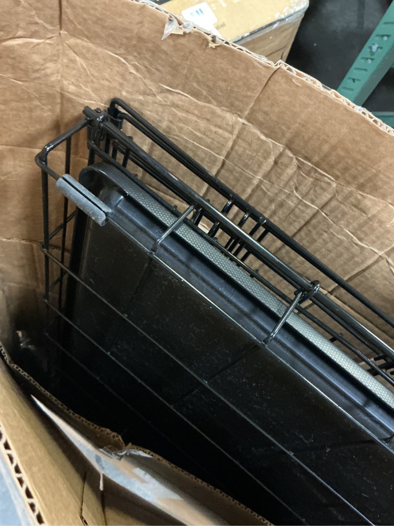 Condition photo showing As Is for Similar Amazon Basics Durable, Foldable Metal Wire Small Dog Crate with Tray, Single Door w/ Divider