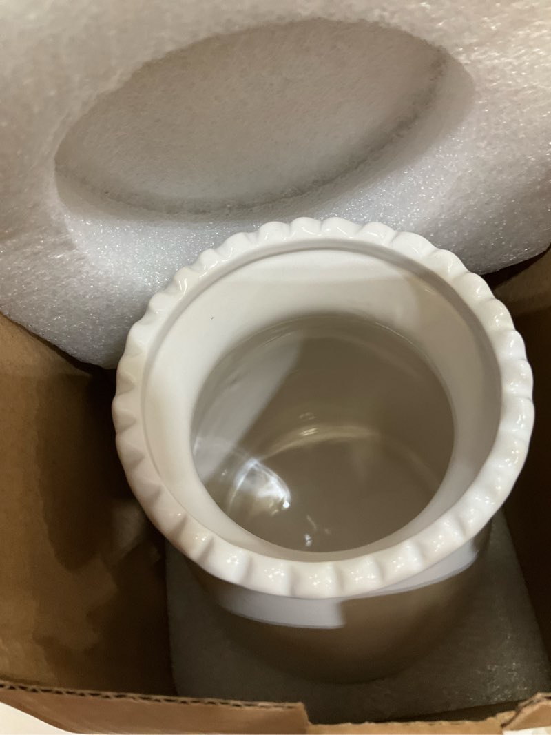 Condition photo showing New/Like New for hjn White Flower Vase- Ceramic Vase for Decor, White vase for Flowers, Modern Vases for Living Room/Home Decor Accents/Entryway/Mantel/Bookshel White-7inch
