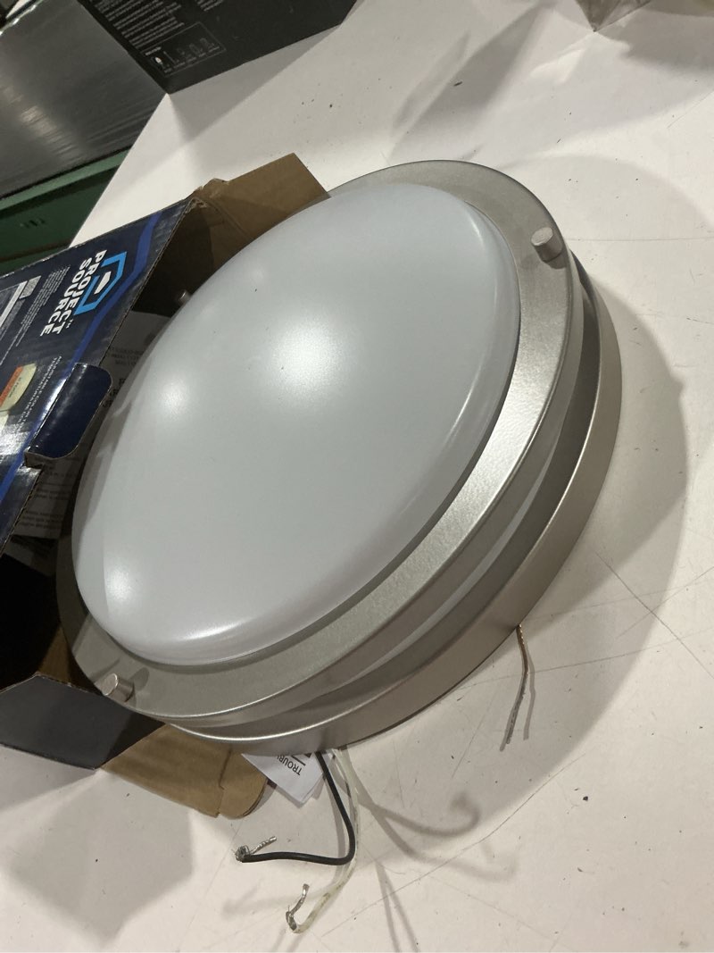 Condition photo showing As Is for project source 1-light 11-in satin nickel integrated led flush mount light