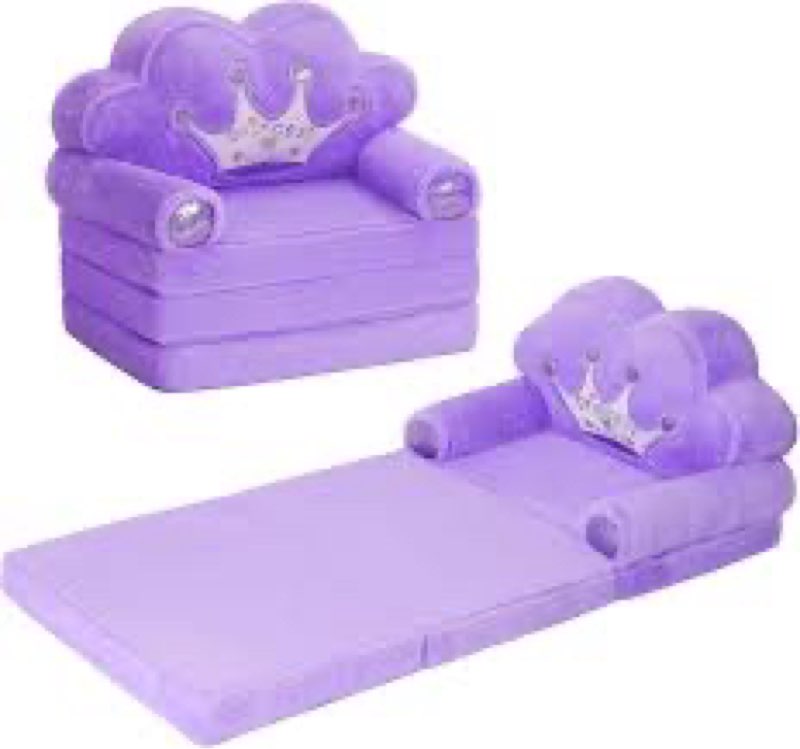 moonbeeki toddler chair comfy?foldable princess couch for girl, toddler recliners for kids over 18 months, kids furniture for bedroom and playroom,pueple