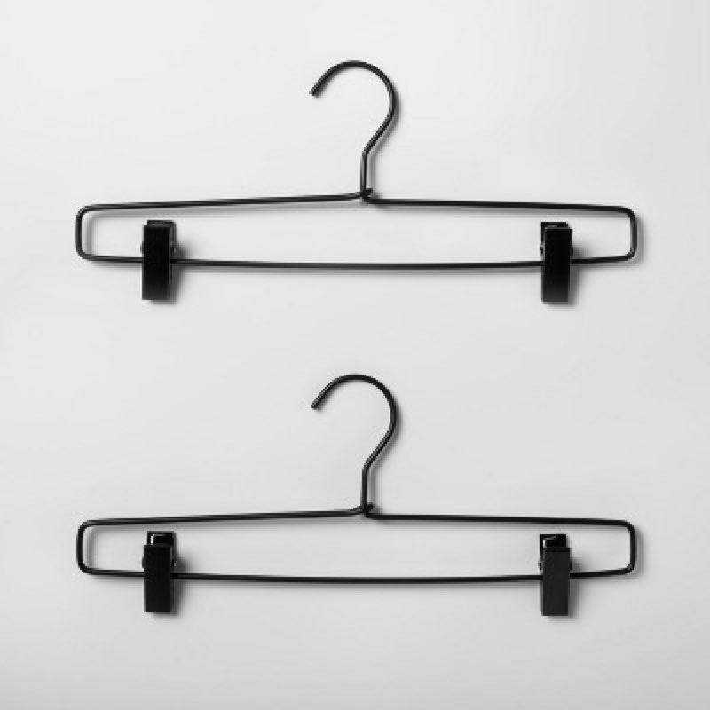 2pk Metal Pant Hangers with Clips Black (Case Pack Of 8))