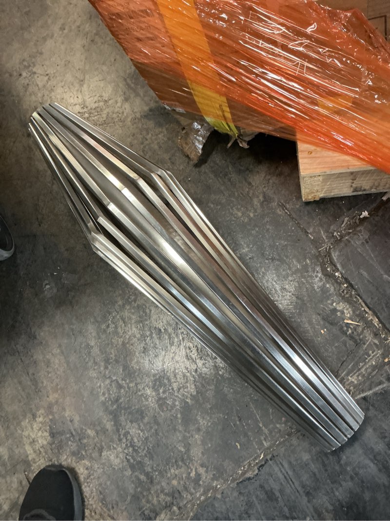 Condition photo showing As Is for Armen Living Lindsey Brushed Stainless Steel Table Column 